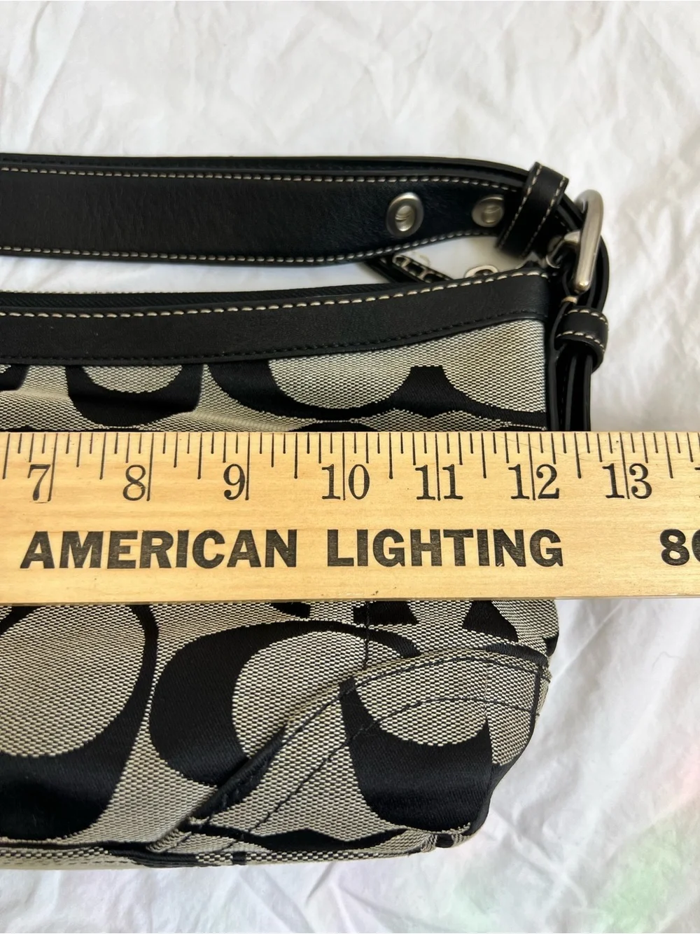Vintage Y2K Coach F13080 Signature C Jacquard Black Shoulder Bag